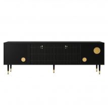 TV-Schrank mit Gitterfront und Goldakzenten, 4 Türen, 170x36x54 cm, Schwarz