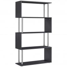 HOMCOM Standregal 4 Fächer Raumteiler Eckregal Wandregal Büroregal Schwarz 80x30x145 cm   Aosom