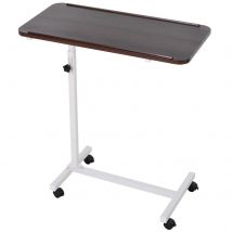 HOMCOM Beistelltisch mit Rollen, Tisch für Sofa und Bett, höhenverstellbar mit Stahlgestell, für Schlafzimmer, Wohnzimmer, Büro, 77x40x76-100 cm, Nussbaum dunkel   Aosom