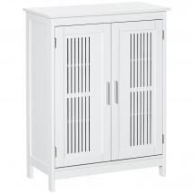 kleankin Badmöbel, freistehender Badezimmerschrank mit 3 Ebenen, Doppeltür und verstellbarem Fach, Aufbewahrung für Wohnbereich/Toilette, 60 x 30 x 80 cm, weiß   Aosom
