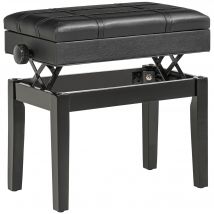 HOMCOM Banquette de piano régalable, banquette piano, assis confortable en bois, synthétique, cuir noir   Aosom France