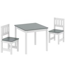 AIYAPLAY Kindertisch mit 2 Stühlen, 3tlg Kindersitzgruppe, Maltisch, Sitzgruppe für Kinder, Kindermöbel für Kinderzimmer, Kindergärten, 56 x 52 x 48 cm Grau   Aosom