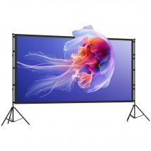 HOMCOM Beamer Leinwand 120" 263 x 148 cm 16:9 HD 4K/8K Projektionsleinwand mit Klappbar Stativ, 160 Grad Betrachtungswinkel, Tragbare Doppelseitige Leinwand für Heimkino oder Präsentationen   Aosom