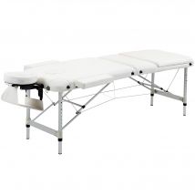 HOMCOM klappbare Massageliege höhenverstellbar mit Kopfkissen für Salon & Spa, Kunststoff & Alu, Weiß, 215 x 60 x 61-84 cm   Aosom.de