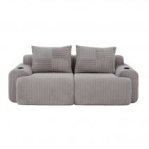Modulares 2-Sitzer-Cordsofa, mit Getränkehalter und Seitentasche, 200x99x80 cm, Hellgrau