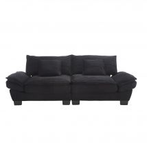 Modernes 2-Sitzer-Samtsofa, für wohnzimmer/schlafzimmer/büro, 224x81x81 cm, Schwarz