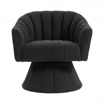 Fauteuil pivotant 360° avec dossier et accoudoir enveloppants et ergonomiques, 70x66x72 cm, Noir