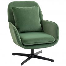 HOMCOM Drehbarer Wohnzimmersessel 360° mit abnehmbarem Lendenkissen, breiter Sitz, gepolsterter Samtsessel mit Armlehnen für Wohnzimmer/Schlafzimmer, 73x83.5x85 cm, Grün   Aosom