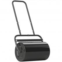 Outsunny Rasenwalze mit U-Griff 32cm Durchmesser 38L Wasser oder 62kg Sand Metall Schwarz 57x32,5x107cm für perfekten Rasen   Aosom.de