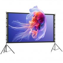 HOMCOM Beamer Leinwand 100" 220 x 127 cm 16:9 HD 4K/8K Projektionsleinwand mit Klappbar Stativ, 160 Grad Betrachtungswinkel, Tragbare Doppelseitige Leinwand für Heimkino oder Präsentationen   Aosom