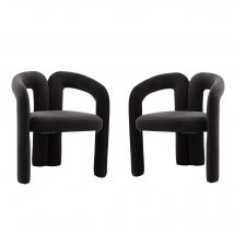 Lot de 2 chaises de salle à manger en velours, chaises décoratives rembourrées, 64x50,5x71 cm, Noir
