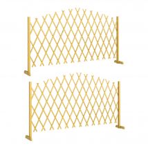 Outsunny Set mit 2 Holz-Gartenzaun-Paneelen für Außen, ausziehbare Gartentür, Gartenzaun zur Dekoration für Terrasse, Patio, 180x30x103 cm, Natur   Aosom