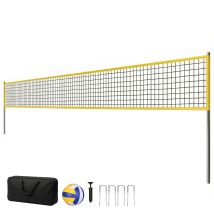 SPORTNOW Set de badminton, filet de badminton portable avec poteaux en acier réglables en hauteur filet de volley sac de transport 950 x 100 x 248 cm Noir
