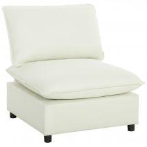 HOMCOM Wohnsessel, moderner 1‑Sitzer ohne Armlehnen mit breiter Sitzfläche, dicken Kissen, Leinenstoff, Lesesessel für Schlafzimmer, Wohnzimmer, kleine Räume, Creme   Aosom