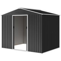 Outsunny Abri de Jardin 2.3x1.7 m en Acier avec Aérations et Double Porte Coulissante, Gris Foncé