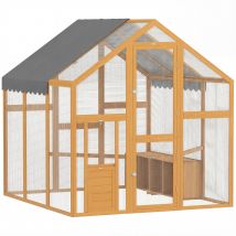 PawHut Poulailler 3,07 m² enclos de plein air en bois avec toile imperméable, serrure de sécurité, pour 6-8 poules 1,7 x 1,8 x 1,8 m