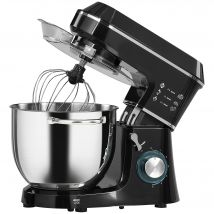 HOMCOM Planetarische Küchenmaschine mit 7L Edelstahlschüssel, 1400 W, 6 Geschwindigkeiten + Pulse, Kippkopf, professionelle rutschfeste Planetar-Küchenmaschine mit Knethaken, Schneebesen, Rührbesen, Spritzschutz und Zubehör   Aosom