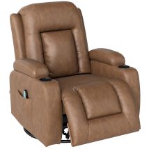 HOMCOM Fauteuil Relax Inclinable Massant Chauffant en similicuir avec 8 points de massage, Marron