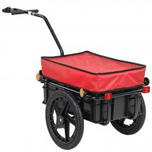 HOMCOM Fahrradanhänger für 40 kg, Handwagen mit wasserfester Oxford-Stoffabdeckung, Reflektoren, Stahlrahmen und Griffen zum Transport von Gepäck, 144x59x80 cm, Rot   Aosom