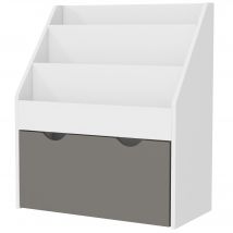 AIYAPLAY Bibliothèque pour enfants 3-8 ans à 3 niveaux avec tiroir inférieur, en MDF, 62.5x30x70 cm, Gris