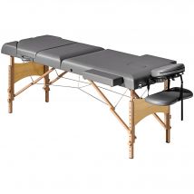 HOMCOM Klappbare Massageliege Professionelle Kosmetikliege 3-Zonen mit Höhenverstellung, Rückenlehne, Beinstütze, Verstellbare Kopfstütze, Gepolsterte Armlehnen 215x60x64-89 cm Grau   Aosom