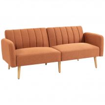 HOMCOM Schlafsofa 2‑Sitzer Skandinavisches Design Rückenlehne 3‑fach verstellbar Holzfüße Leinenoptik Stoff Braun   Aosom
