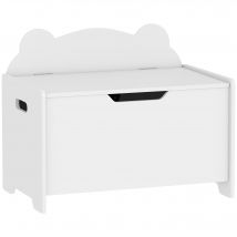 AIYAPLAY Spielzeugkiste für Kinder 3-8 Jahre, bärenförmig, Tragkraft 20 kg, Spielzeugtruhe aus MDF, 60x38x48 cm, Weiß   Aosom
