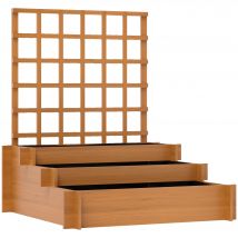Outsunny Hochbeet mit Rankhilfe, 3-stufig Blumenkasten mit Vliesstoff, Gemüsebeet, Pflanzkasten, Kräuterbeet für Garten, Balkon, Tannenholz, Braun, 95 x 95 x 110 cm   Aosom