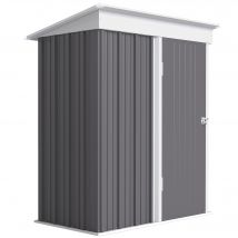 Outsunny Metall Gerätehaus 1,36m² 161 x 95 x 181cm Geräteschuppen mit Pultdach Fundament verstellbare Regale Abschließbarer Tür wetterfest Gartenhaus Outdoor Garten Schuppen für Außenbereich   Aosom