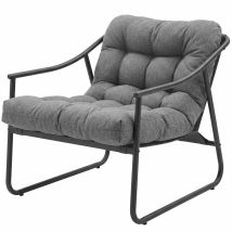 Outsunny Fauteuil de jardin Chaise de jardin avec coussin d'assise amovible Fauteuil lounge de jardin avec accoudoir, supporte jusqu'à 120 kg Gris foncé