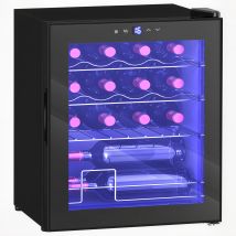 HOMCOM Freistehender Weinkühlschrank, 16 Flaschen 42L Weinklimaschrank, Flaschenkühlschrank mit Touchscreen, LED-Beleuchtung, Schwarz   Aosom.de