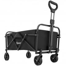Outsunny Bollerwagen Faltbarer Handwagen Gartenwagen Transportwagen mit Griff Verstellbarer Griffhöhe Strandwagen bis 68 kg Tragkraft, für Sport, Einkauf, Camping, Schwarz   Aosom