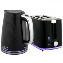 HOMCOM Wasserkocher Toaster Set Edelstahl 1,7L Wasserkocher 2 Scheiben Toaster 2200W Frühstücksset mit Otter-Thermostat, 7 Bräunungsstufen, Auftauen, Aufwärmen, Krümelfach, Kalkfilter Schwarz   Aosom