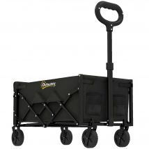 Outsunny Bollerwagen 80L Faltbarer Handwagen Gartenwagen Transportwagen mit Teleskop Griff Heckklappe Getränkehalter, Strandwagen bis 150 kg Tragkraft, für Sport, Einkauf, Camping, Schwarz   Aosom
