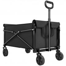 Outsunny Bollerwagen 81L kompakter faltbarer Handwagen mit Verstellbarem Griff, Bremse, Transportwagen 50kg Belastbar, Gartenwagen für Garten Einkauf Shopping   Aosom