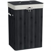 HOMCOM Wäschekorb schmal mit Deckel 72L Wäschesammler mit Griff, herausnehmbarer Wäschesack, Wäschebox für Waschküche Schlafzimmer Badezimmer, Schwarz   Aosom