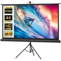 HOMCOM Écran de projection 84 pouces avec support trépied hauteur réglable, écran 4K HD 16:9