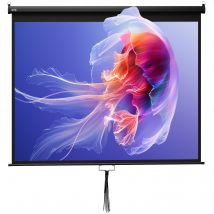 HOMCOM Écran de Projection 120" 4:3 HD 4K, Boîtier en Métal, Écran Hauteur Réglable Manuellement, 244x183cm, Noir