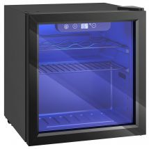 HOMCOM Weinkühlschrank 12 Flaschen 36 Liter Getränkekühlschrank Klein, Weinschrank Flaschenkühlschrank mit 4-16°C, Doppelglastür, LED-Beleuchtung, LED Display, Wine Fridge, Schwarz   Aosom