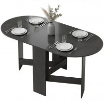 HOMCOM Mesa de Cocina Plegable con Alas Abatibles Mesa de Cocina Plegable de Forma Ovalada Estilo Moderno 163x80x75 cm Negro