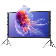 HOMCOM Écran de projection avec trépieds 100 pouces 16:9 HD 4K/8K, écran videoprojecteur portable, 268x58x181cm, blanc et noir