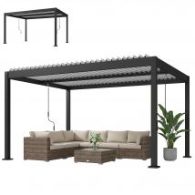 Outsunny Pergola Bioclimatique 4x3m en Aluminium à Toit Louvred Ajustable, Protection Soleil, pour Jardin Extérieur, Blanc