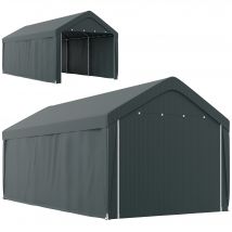 Outsunny Carport tente de garage 3 x 6 m, abri voiture extérieur, parois latérales amovibles, 2 portes zippées enroulables, gris