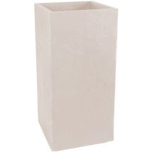 Bac a fleurs Carré Haut 40 cm - EDA - Volcania - 31 L - Intérieur/Extérieur - 39,5 x 39,5 x H 80 cm - Beige Calcaire