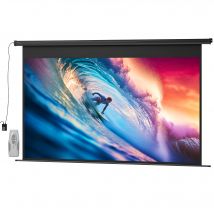 HOMCOM Écran de projection motorisé 120 pouces, 16:9 4K HD, fixation mural ou plafond avec télécommande, 297x8x183cm