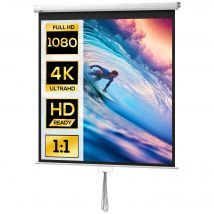 HOMCOM Écran de projection TV et Home Cinema de 85 Pouces vidéo projecteur 1:1 4K HD, 149L x 149H cm