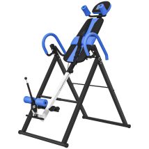 HOMCOM Table d'inversion de musculation pliable ceinture de sécurité réglable angle ajustable 3 niveaux 79x114x153cm bleu noir