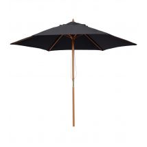 Outsunny Parasol droit rond grande taille de jardin Ø 2,5 x 2,3H m bois de bambou noir