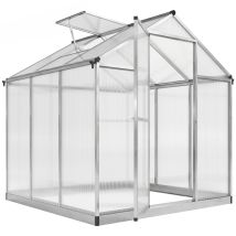 Outsunny Serre de jardin aluminium polycarbonate 5,5 m² dim. 2,42L x 1,9l x 1,95H m fondation lucarne porte loquet