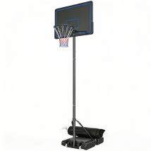 SPORTNOW Panier de Basketball sur Pieds avec Hauteur Réglable de 1,35 à 3,05 m avec Roues, Base de Lestage et Sac de Sable, Bleu